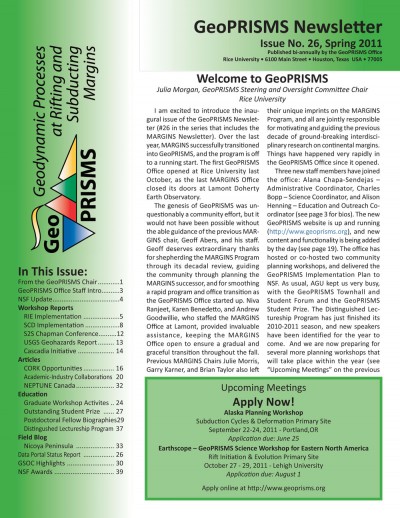 GeoPRISMS Newsletter Spring 2011 issue 26